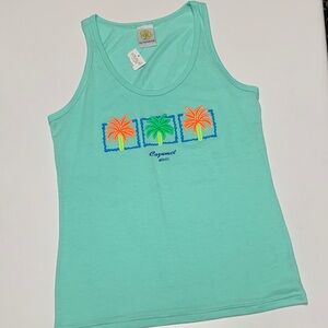 Gildan Mint Green Tropical Palm Trio Tank Top